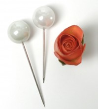 Round Headed Pearl Pins White and Ivory