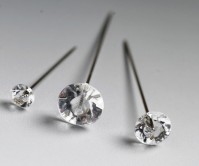 Diamante Pins  Silver Pin with a Clear Head