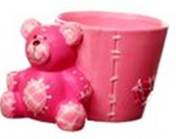 Stitched Planter with Bear - Pink