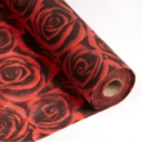 Rose Non Woven Wrap - Red - Black