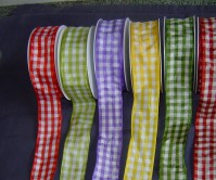 Wired Edge Satin - Gingham - 40mm x 25m